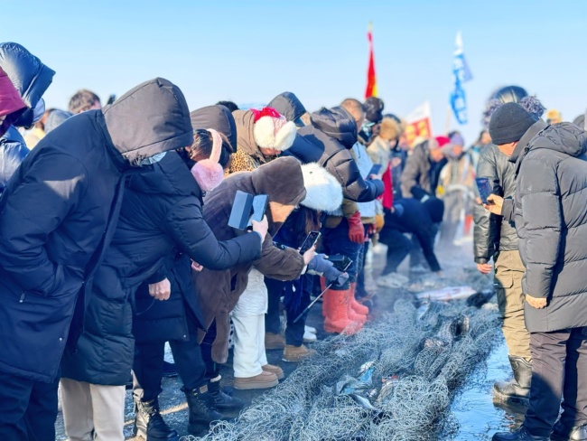 黑龙江库塘沐湖冬捕盛况：20多万斤鱼获拉开冰雪渔乐序幕