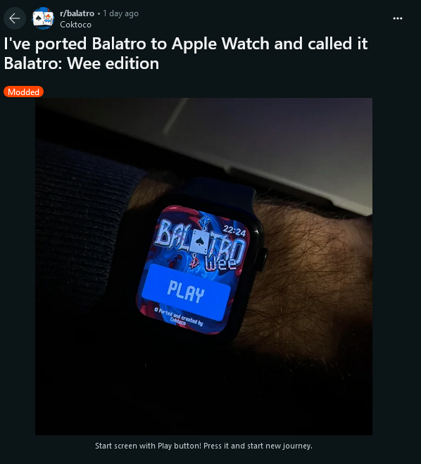 <a href="">没有手机也能摸鱼！大佬将《小丑皇牌》移植到 Apple Watch</a>