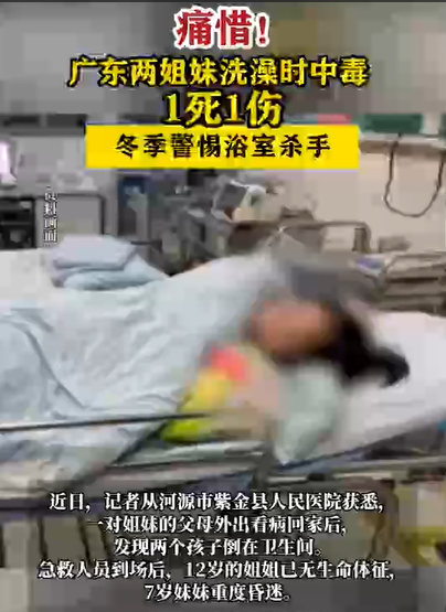 警惕一氧化碳泄漏 冬季隐形杀手!广东两姐妹洗澡中毒